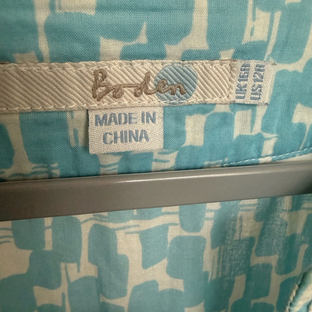 Boden Light Blue and White Tunic/Kaftan/Pool Coverup with Embroidery 12R - Picture 5 of 6
